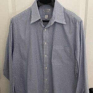 Van Heusen Pinpoint Blue & White Stripe LS Dress Shirt 16 1/2 - 32/33 NWT